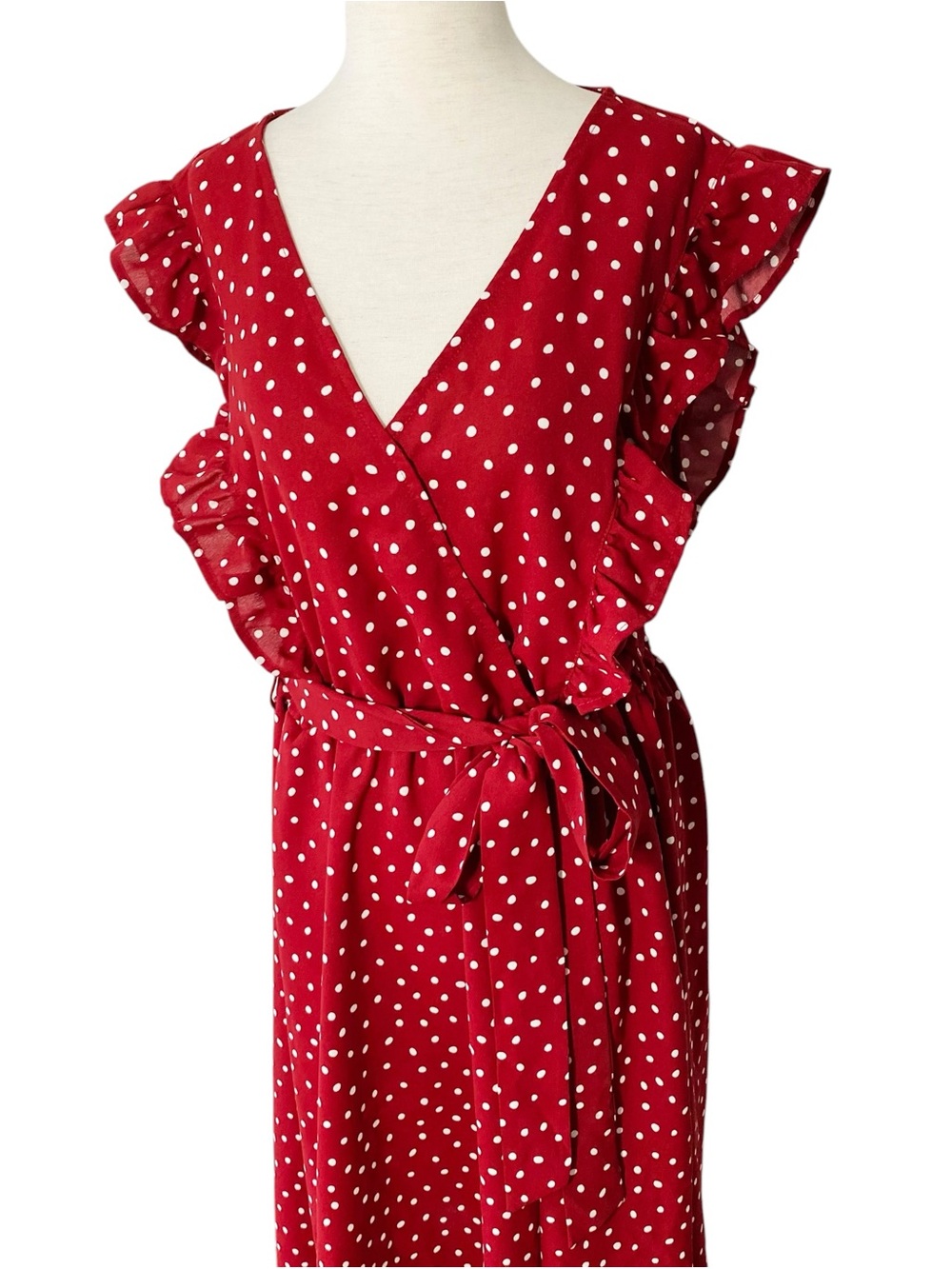 BLOOMCHIC Polka Dot Ruffle Midi Dress - Picture 4 of 9